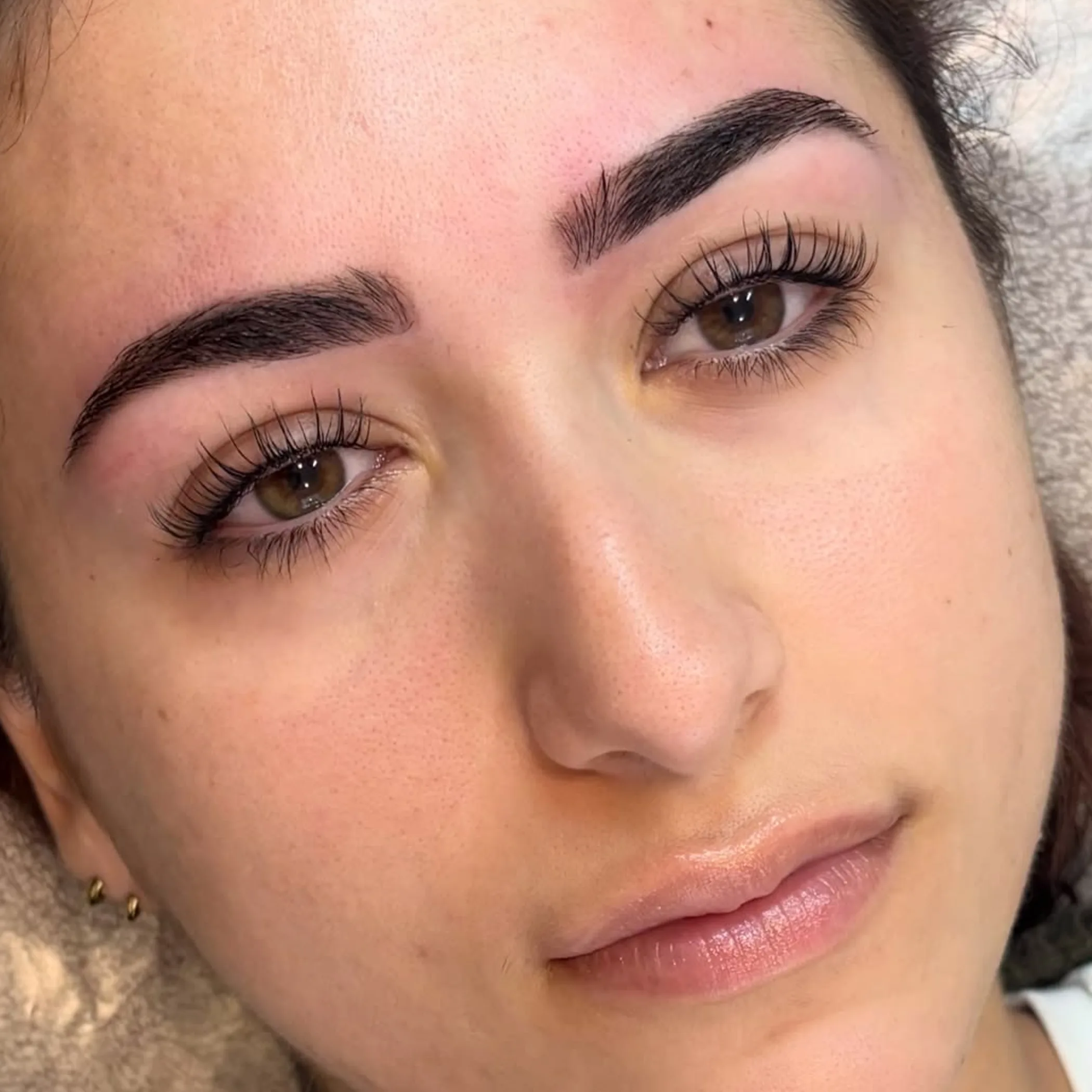 lash lift tint and brow tint close-up