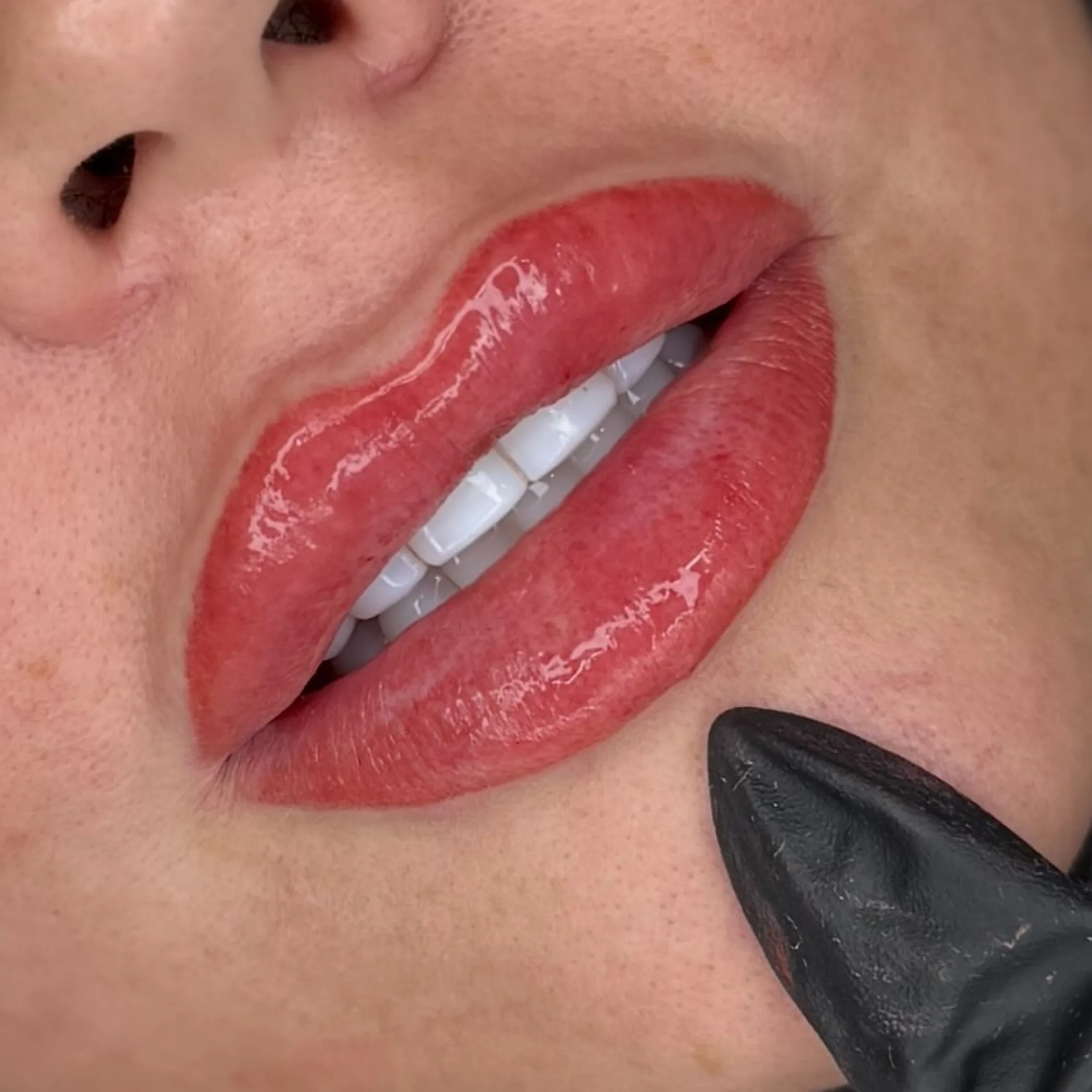 close-up of lips with semi-permanent makeup