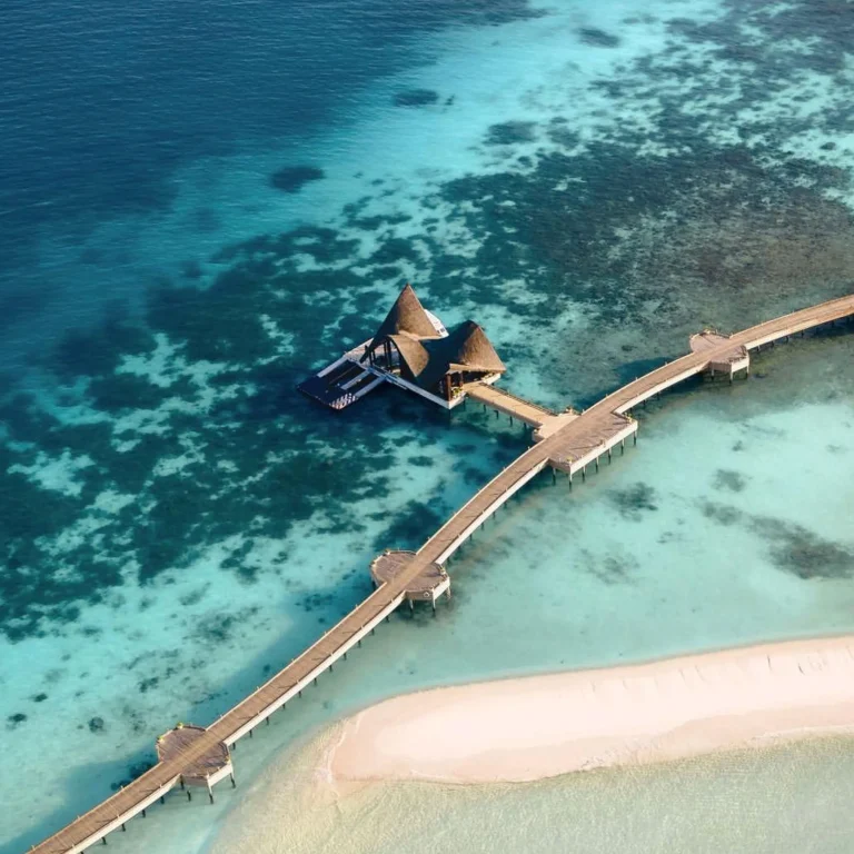 tropical reef beach and pier